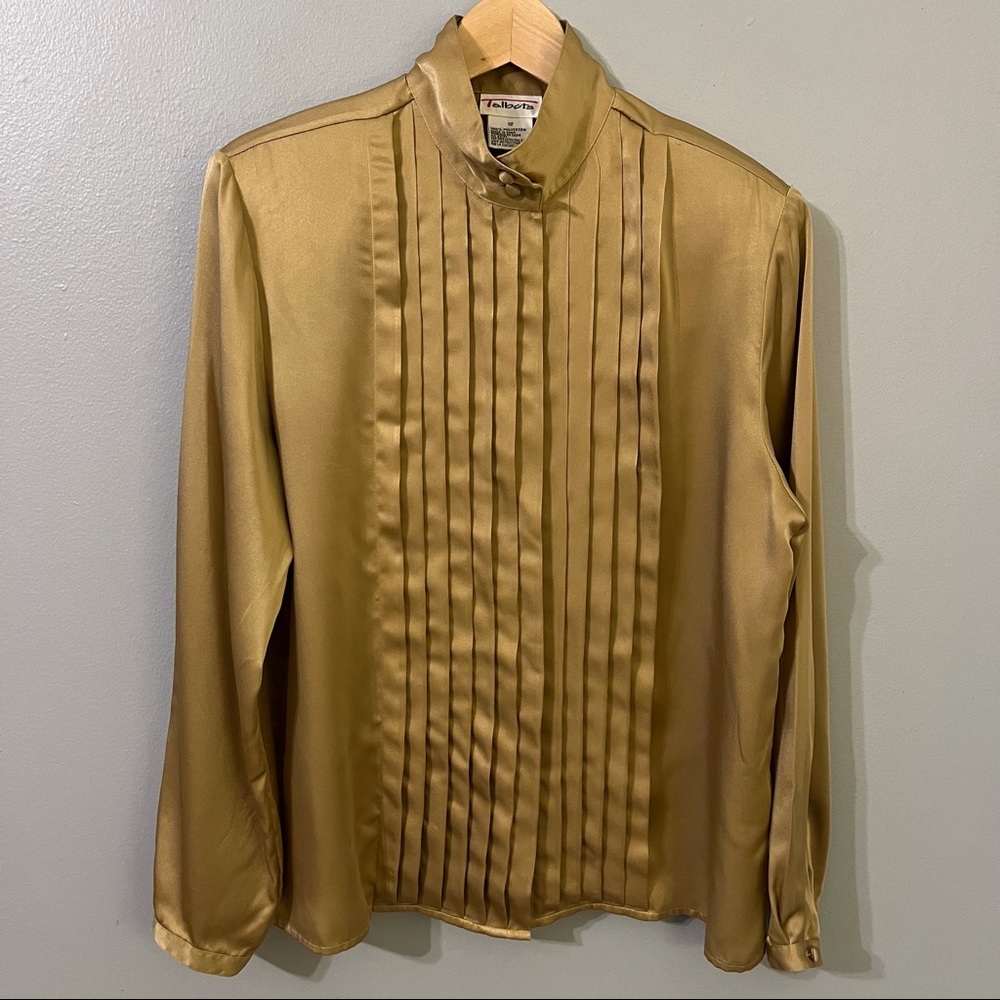 Talbots Gold Pleated Blouse